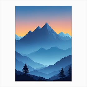 Misty Mountains Vertical Composition In Blue Tone 33 Canvas Print