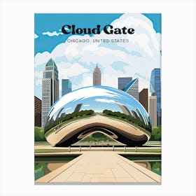 Cloud Gate Chicago Scul Ture Art Illustration Canvas Print