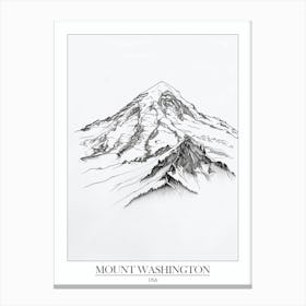 Mount Washington Usa Line Drawing 3 Poster Canvas Print