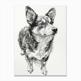 Corgi Dog Line Sketch 5 Canvas Print