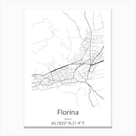 Florina,Greece Minimalist Map Canvas Print