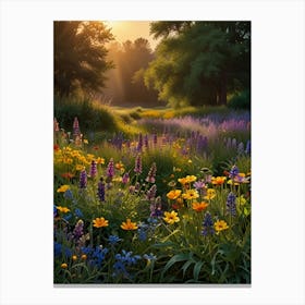 Wildflowers At Sunset 2 Canvas Print