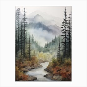 Autumn Forest Landscape Great Bear Rainforest Canada 2 Canvas Print