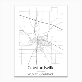 Crawfordsville,United States Minimalist Map Canvas Print