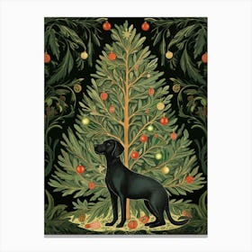 William Morris Style Christmas Dog 1 Canvas Print