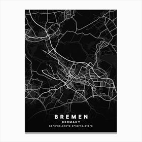 Bremen Germany Black Map Canvas Print