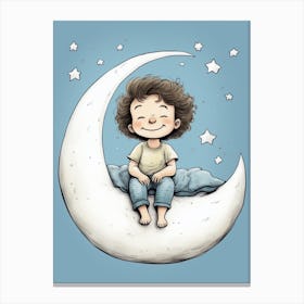 Little Boy On The Moon Canvas Print
