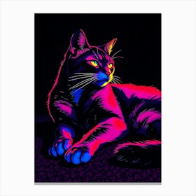 Neon Light Cat Canvas Print