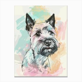 Pastel Fox Terrier Dog Line Illustration 1 Canvas Print