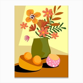 Flower on the Table Mid Century Canvas Print