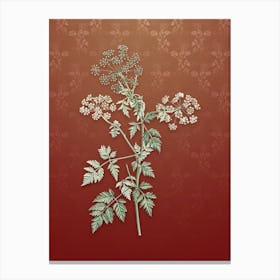 Vintage Hemlock Flowers Botanical on Falu Red Pattern n.0631 Canvas Print