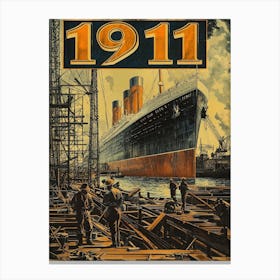 Aihrgdesign A Vintage Engineering Poster Showing The Titanic 6 Canvas Print