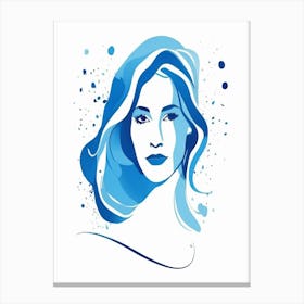 blue matisse watercolour woman portrait 5 Canvas Print