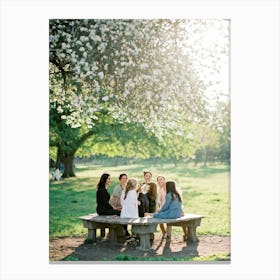 A Jovial Cluster Of Energetic Comrades Nestled Comfortably Outdoors Nestling Closely On A Weathered (1) Canvas Print