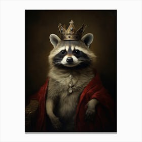 Vintage Portrait Of A Crab Eating Raccoon Wearing A Crown 1 Canvas Print