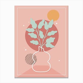 Plant In A Vase Pink Boho Botanical Canvas Print