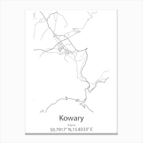 Kowary,Poland Minimalist Map Canvas Print