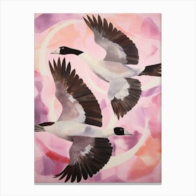 Pink Ethereal Bird Painting Canada Goose Canvas Print