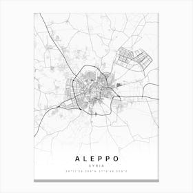 Aleppo Syria White Map Canvas Print