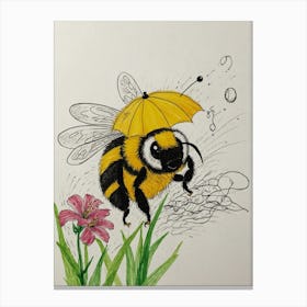 Bee In The Rain 3 Canvas Print