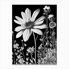 Coreopsis Wildflower Linocut 2 Canvas Print