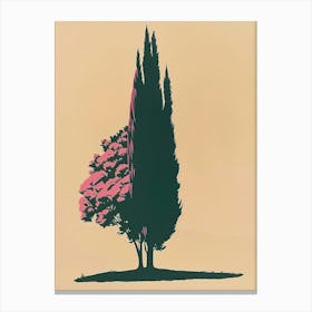 Cypress Tree Colourful Illustration 2 Canvas Print