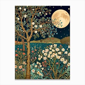 Moonlight In The Garden William Morris Canvas Print