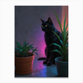 Cat In A Pot 2 Canvas Print