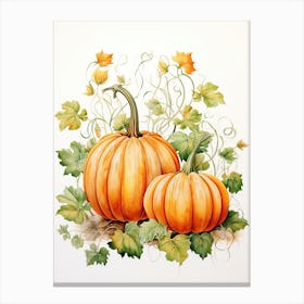 Cinderella Pumpkin Watercolour Illustration 1 Canvas Print