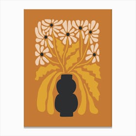 Minimalist Retro Flower Print 2 Orange Canvas Print
