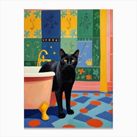 Black Cat In Bathtub 1 Canvas Print