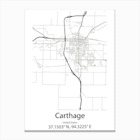 Carthage,United States Minimalist Map 1 Canvas Print