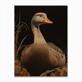 Dark And Moody Botanical Goose 2 Canvas Print