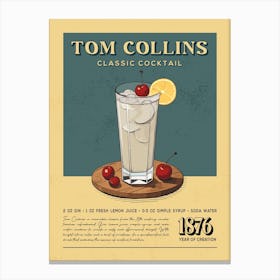 Tom Collins Cocktail Canvas Print