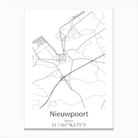 Nieuwpoort,Belgium Minimalist Map Canvas Print