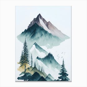 Mountain And Forest In Minimalist Watercolor Vertical Composition 260 Canvas Print