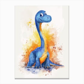 Cute Troodon Dinosaur Watercolour 1 Canvas Print