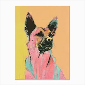 Pastel Norwegian Buhund Dog Line Illustration 3 Canvas Print