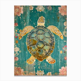 Sea Turtle Textured Collage 3 Canvas Print