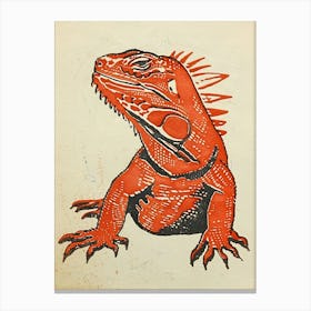 Red Rhinoceros Iguana Bold Block 1 Canvas Print