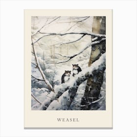 Winter Watercolour Weasel 2 Poster Canvas Print