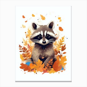 Raccoon Cute Illustration 6 Canvas Print