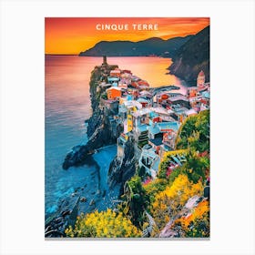 Colorful Landscape View Of Vernazza On Sunset In Cinque Terre, Liguria, Italia Canvas Print