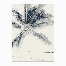 Palm Tree, Abstract Beach, Navy Blue and Beige, Boho Canvas Print