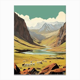 Lares Trek Peru 1 Vintage Travel Illustration Canvas Print