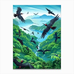 Black Birds In The Jungle Canvas Print