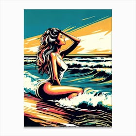 Beach Girl Painting Canvas Print