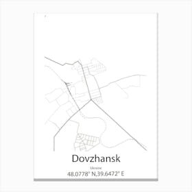 Dovzhansk,Ukraine Minimalist Map Canvas Print