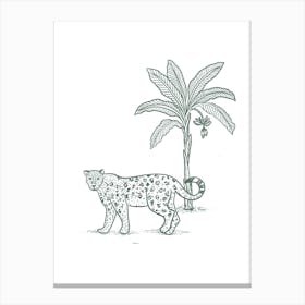 Leopard And Banana tree Canvas Print
