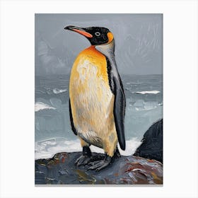 Galapagos Penguin Gold Harbour Colour Block Painting 1 Canvas Print